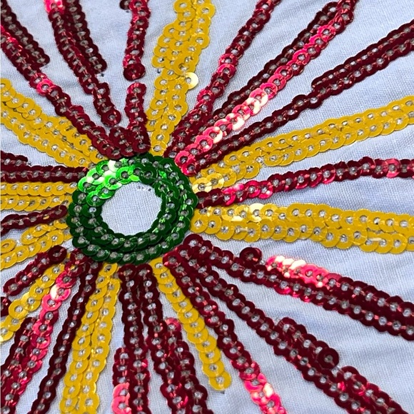 FANTASTIC FAWN button front cotton sequin accent blouse S M L - Picture 6 of 11